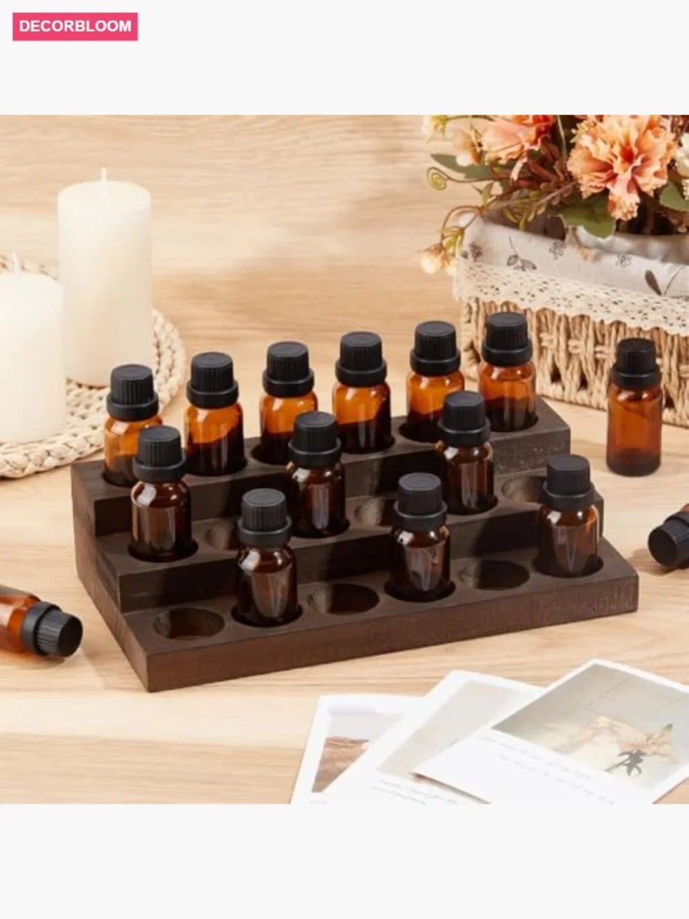Wooden 3-Tier 18 Slots Essential Oil Organizer Display Stand